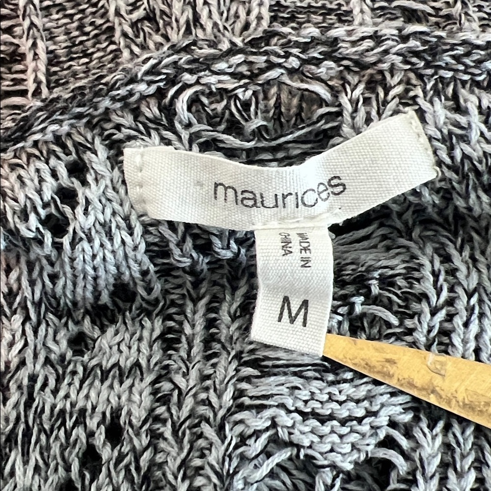 Maurices Ombré Striped Gray & Black Hooded Open Cardigan Sweater - Size M - Picture 5 of 10